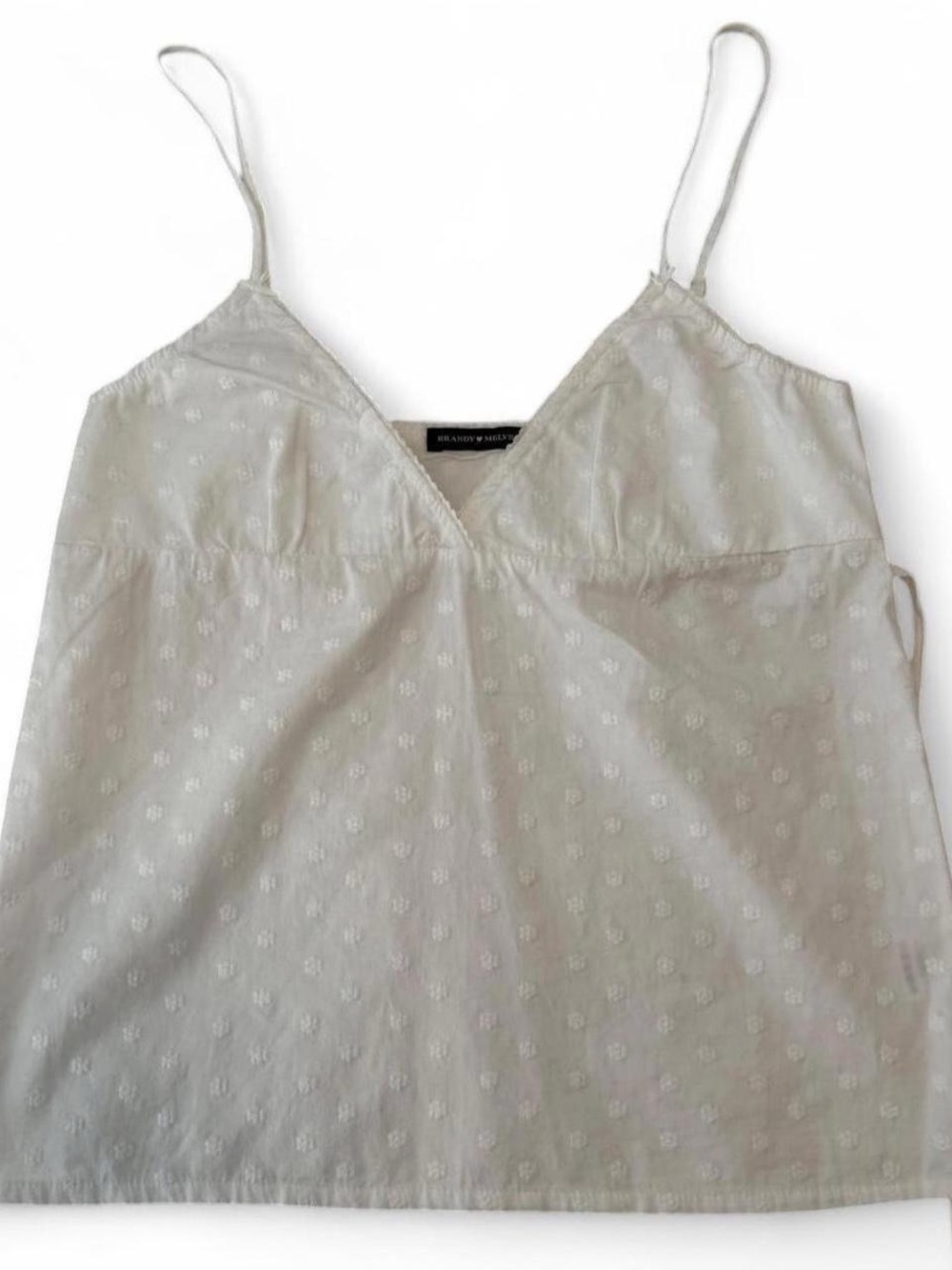 Brandy Melville white tank top with small floral embroidery
